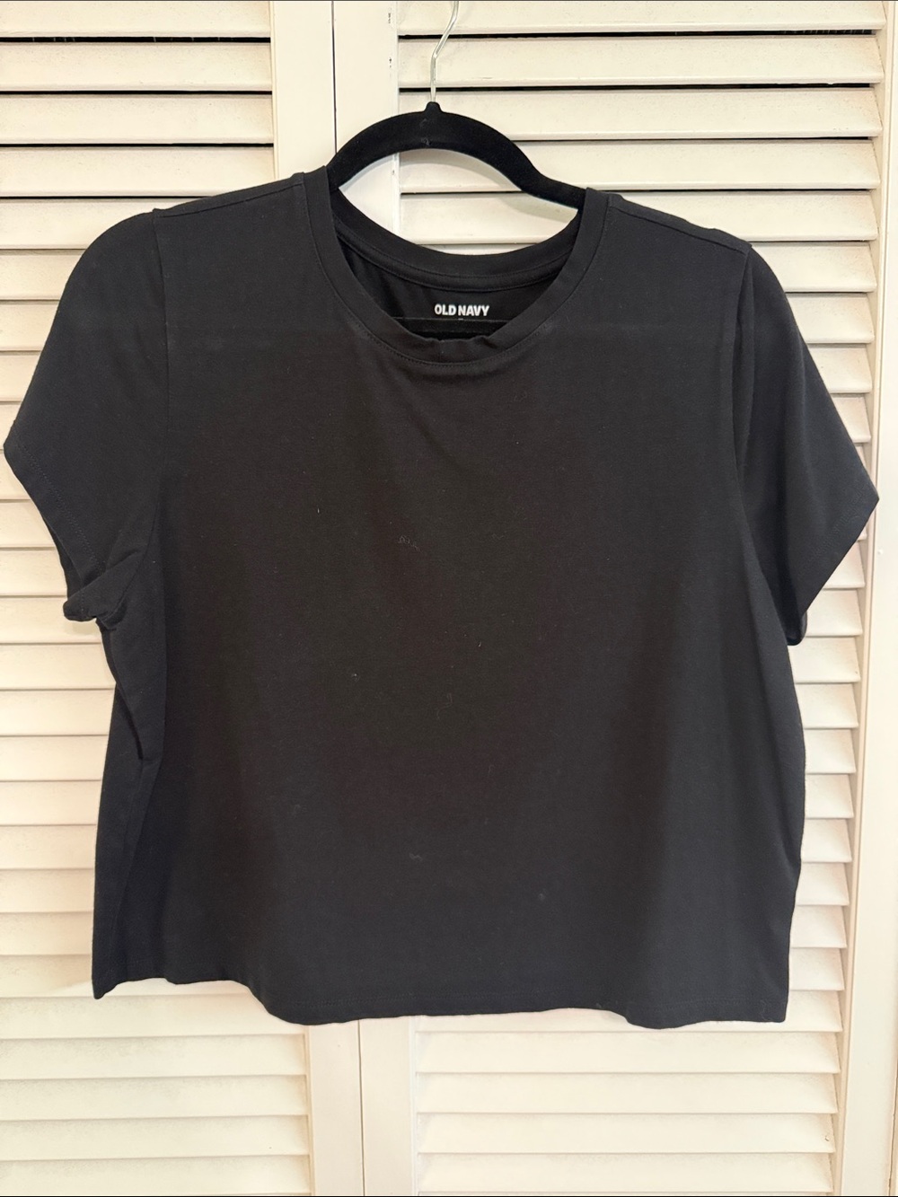 Old Navy Black Short Sleeve Boxy Crewneck Tee